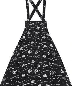 New In Collectif Morgan Creepy Girl 80's Midi Swing Skirt Black