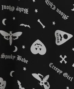 New In Collectif Morgan Creepy Girl 80's Midi Swing Skirt Black