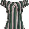 New In Collectif Dolores Palm Stripe 50's Top Green