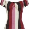 New In Collectif Dolores Bubble Gum Stripe 50's Top Multi Colour