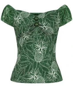 Collectif Dolores Pineapple Palm 50's Top Green New In