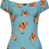 Collectif Dolores Vintage Peaches 50's Top Blue