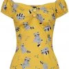 Collectif Dolores Ravenous Raccoons 50's Top Yellow New In