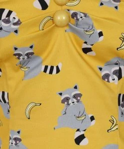 Collectif Dolores Ravenous Raccoons 50's Top Yellow New In