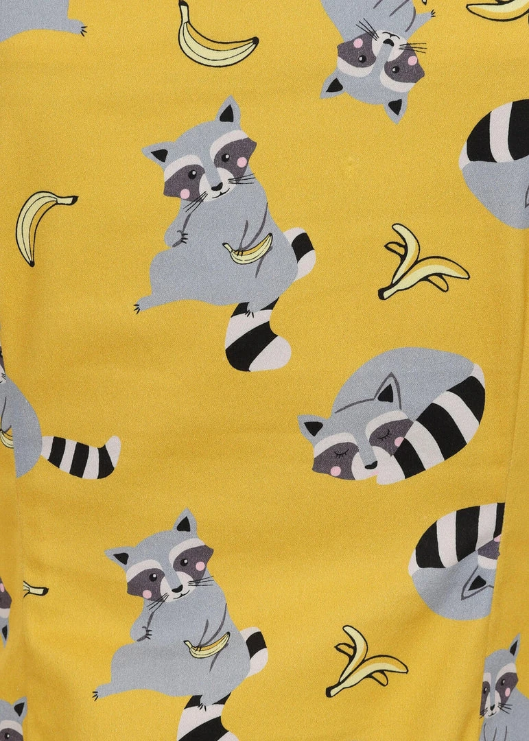 Collectif Dolores Ravenous Raccoons 50's Top Yellow New In