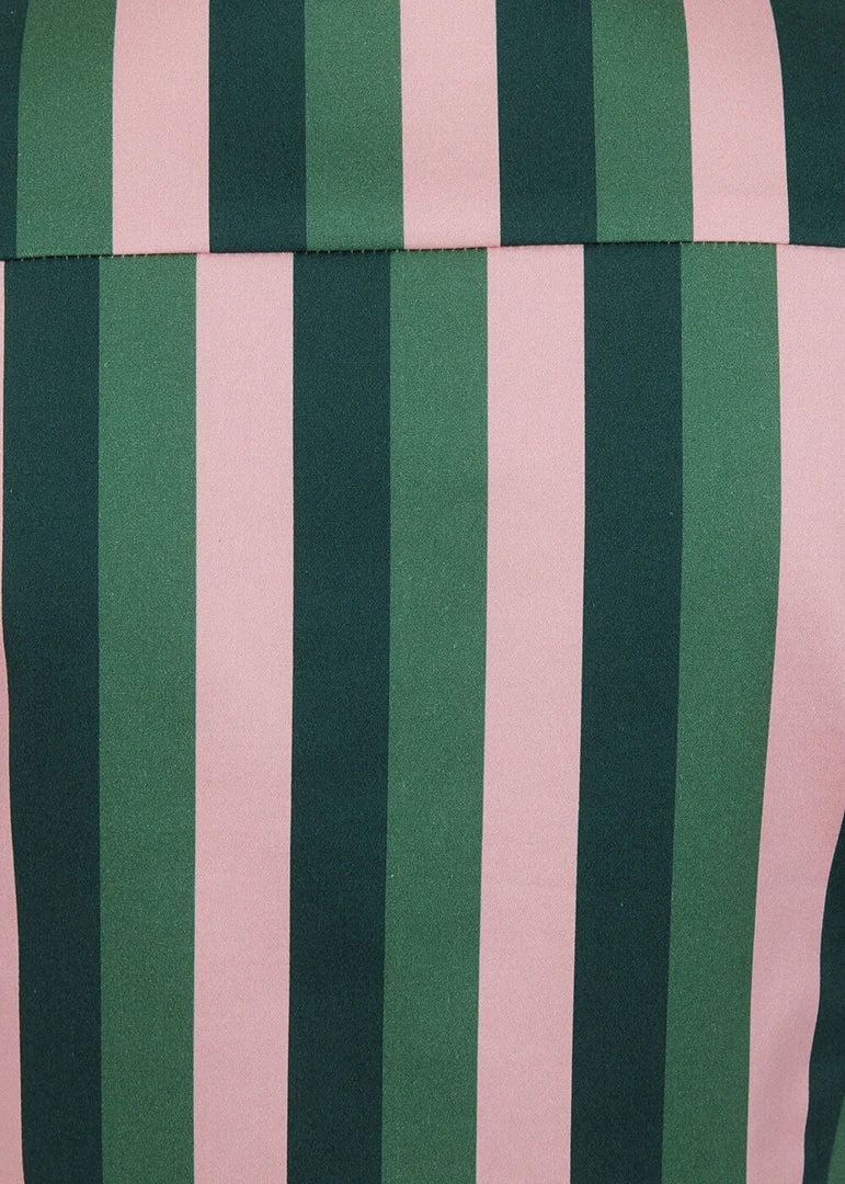 Collectif Sammy Palm Stripe 50's Tie Blouse Pink New In