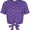 Collectif Sammy Pretty Polka 50's Tie Blouse Purple