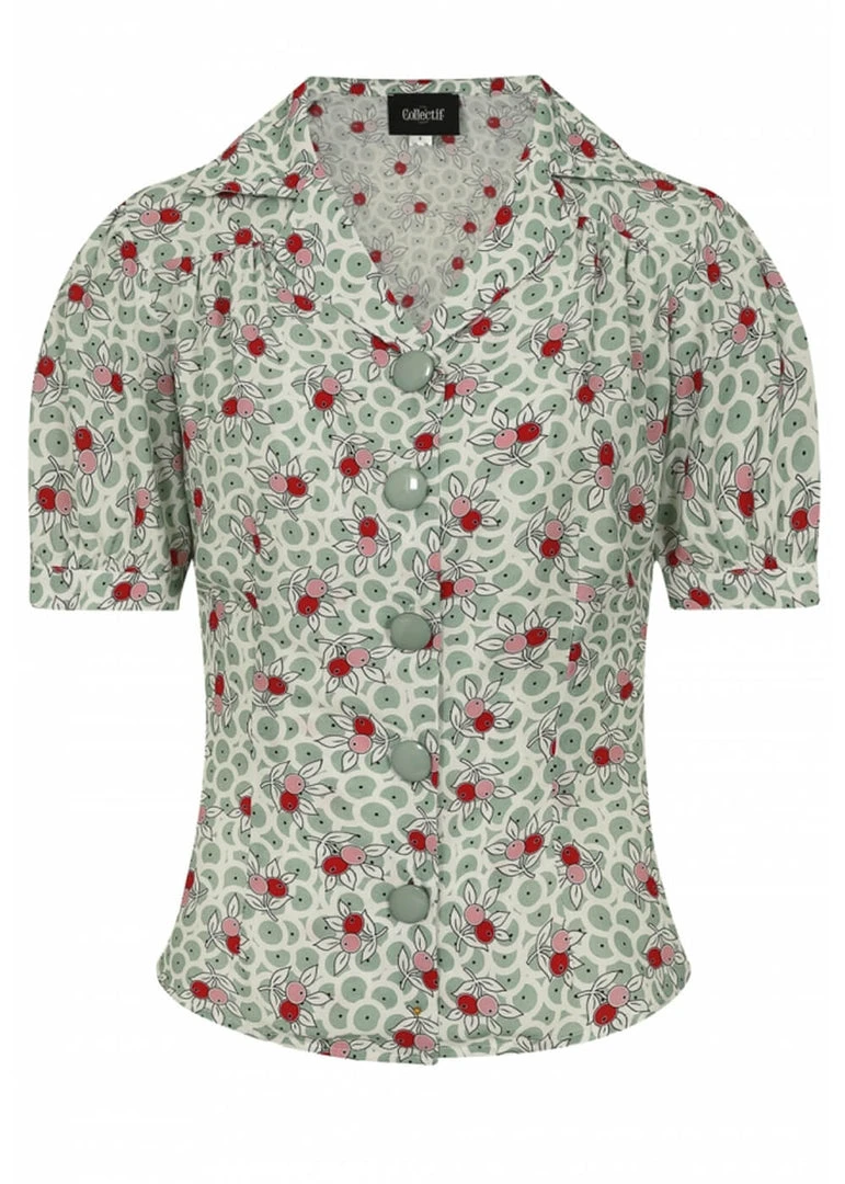 Collectif Luana Berry Bush 40's Blouse Multi Colour New In