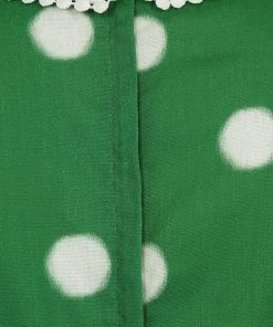 Collectif Betty Painted Polka 40's Top Green New In