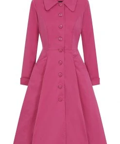 Collectif Zara 50's Swing Trenchcoat Pink New In