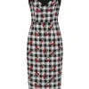 Collectif Kiana Gingham Cherries 50's Pencil Dress Black