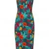 New In Collectif Kiana Tropico 50's Pencil Dress Multi