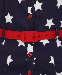 Collectif Caterina Stars 50's Pencil Dress Navy New In