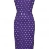 New In Collectif Hepburn Pretty Polkadot 50's Pencil Dress Purple