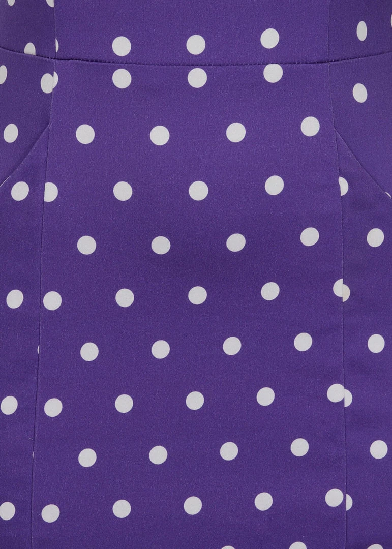 New In Collectif Hepburn Pretty Polkadot 50's Pencil Dress Purple