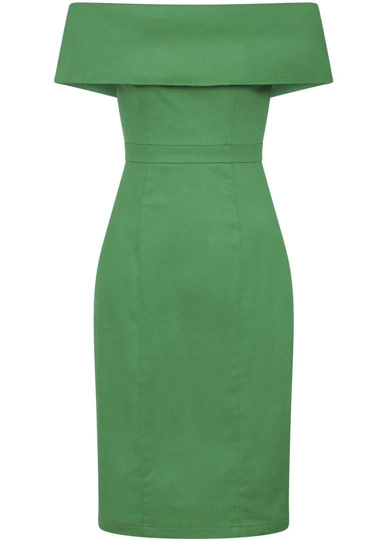 Collectif Linda 50's Pencil Dress Green New In