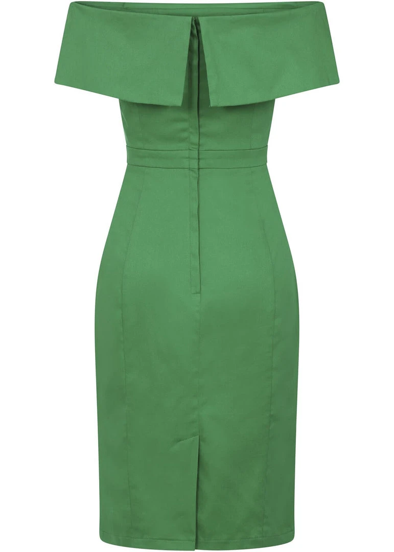 Collectif Linda 50's Pencil Dress Green New In