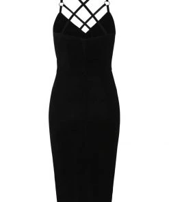 Collectif Dorcas Velvet 80's Pencil Dress Black