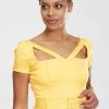 Collectif Clodia 60's Pencil Dress Yellow