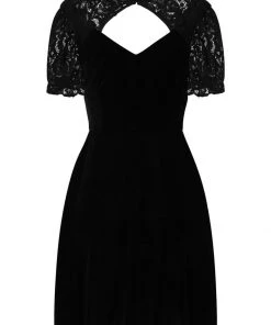Collectif Stacey Velvet 80's Skater Dress Black