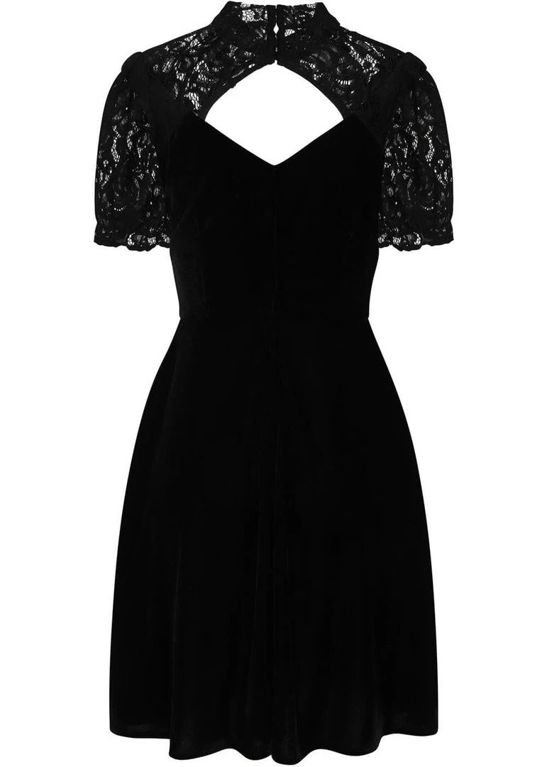 Collectif Stacey Velvet 80's Skater Dress Black