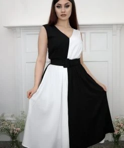 Collectif Enora 60's Swing Dress Black White