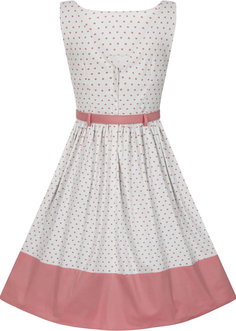 Collectif Brielle Love Heart 50's Swing Dress Ivory