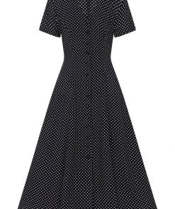 Collectif Riley Mini Polka 40's Swing Dress Navy