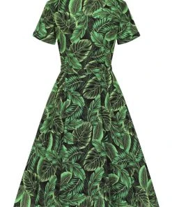 Collectif Caterina Tropics 50's Swing Dress Green New In