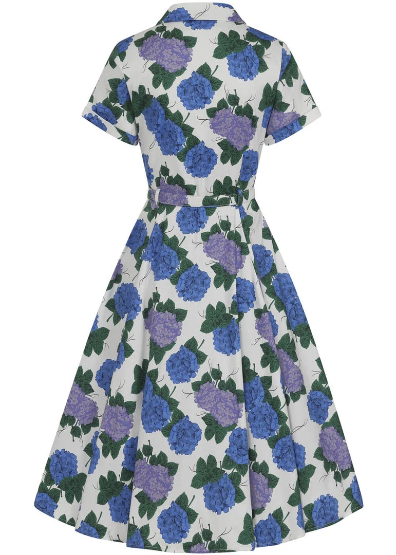 Collectif Caterina Vintage Hortensia 50's Swing Dress White New In