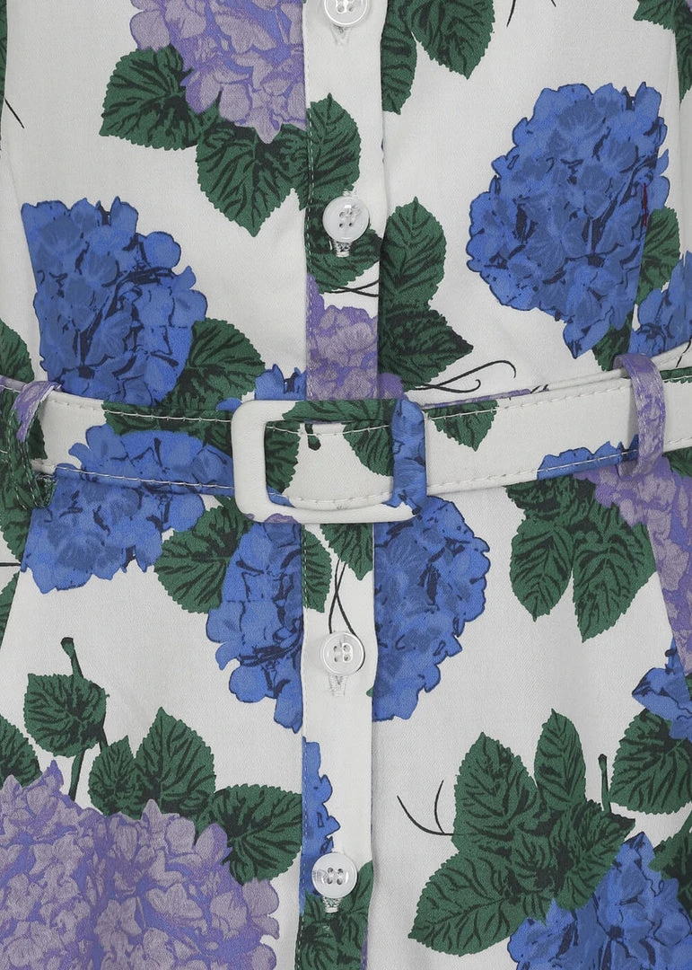 Collectif Caterina Vintage Hortensia 50's Swing Dress White New In