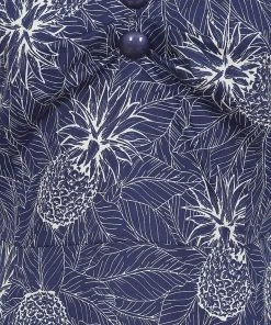 New In Collectif Dolores Pineapple Palm 50's Swing Dress Navy