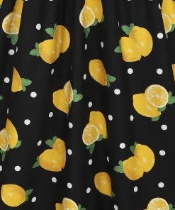 New In Collectif Demira Polka Lemon 50's Swing Dress Black