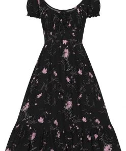 New In Collectif Carmen Tipsy Elephants 50's Swing Dress Black