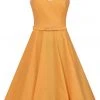 Collectif Nova Heart Trim 50's Swing Dress Orange