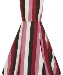 New In Collectif Frances Bubble Gum Stripe 50's Swing Dress Multi