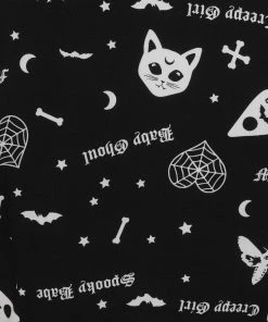 New In Collectif Mary Grace Creepy Girl 80's Skater Dress Black