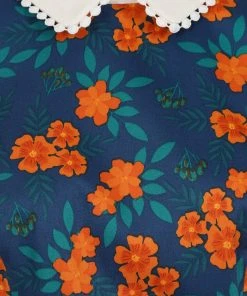 New In Collectif Peta Flora 50's Swing Dress Navy