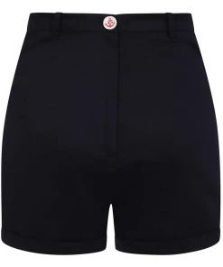 New In Collectif Nancy Nautical 40's Shorts Navy Blue