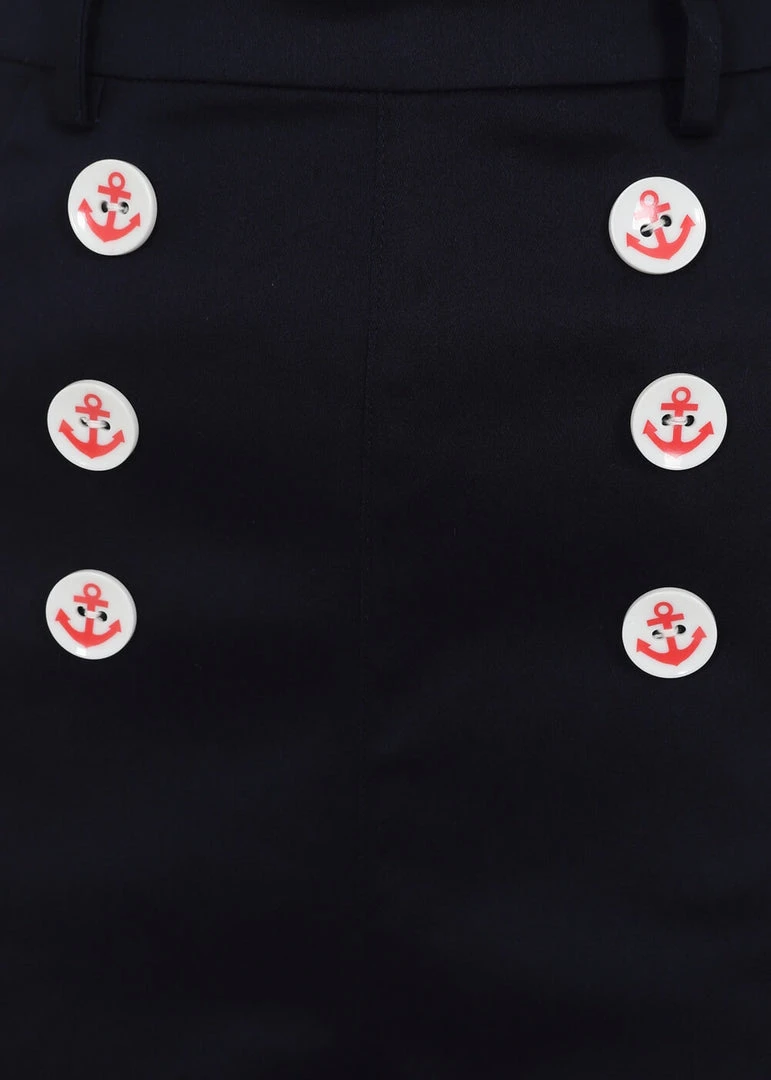 New In Collectif Nancy Nautical 40's Shorts Navy Blue