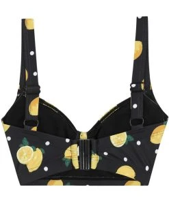 New In Collectif Lemon Polka 50's Bikini Top Black