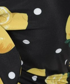 New In Collectif Lemon Polka 50's Bikini Top Black