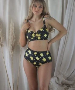 Collectif Lemon Polka 50's Bikini Brief Black