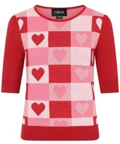 Collectif Chrissie Love Knitted Top Red