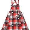 New In Collectif Alexa Heart Gingham 50's Swing Skirt Red