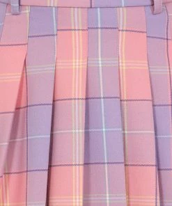 New In Collectif Daria Sweetheart Check Mini Skirt Pink