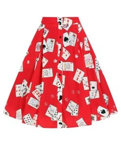 New In Collectif Megan Cat Croupier 50's Swing Skirt Red