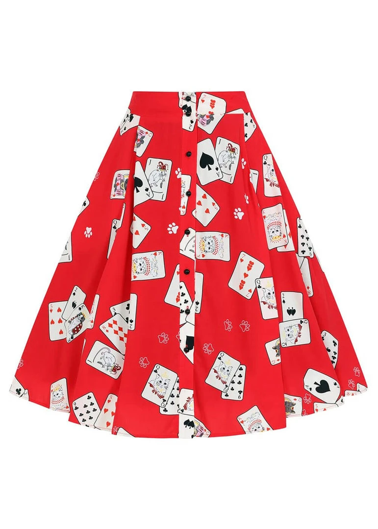 New In Collectif Megan Cat Croupier 50's Swing Skirt Red