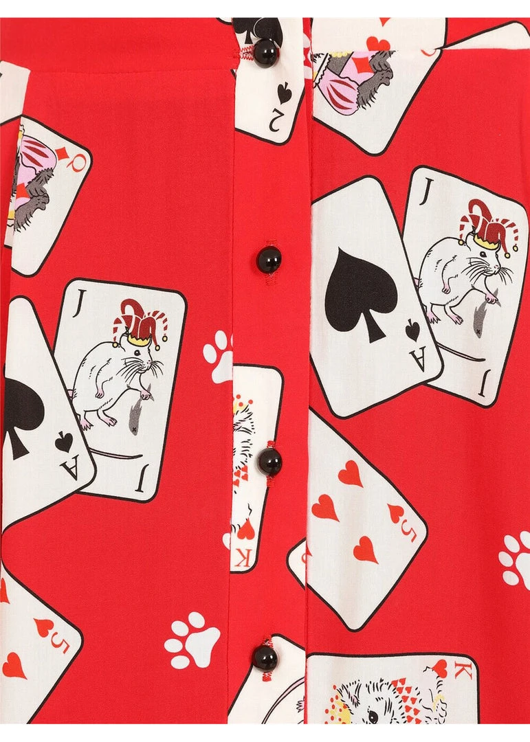 New In Collectif Megan Cat Croupier 50's Swing Skirt Red