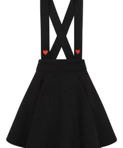 Collectif Klara Heart Suspender 60's Skater Skirt Black